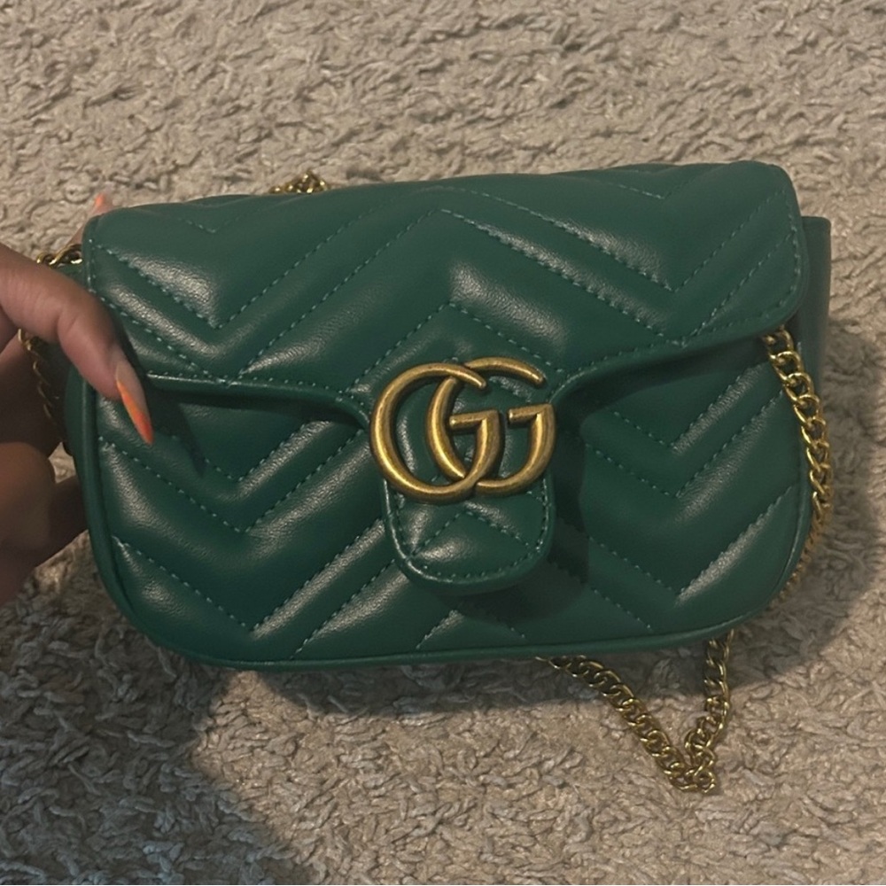 Gucci Green Chevron Crossbody Bag